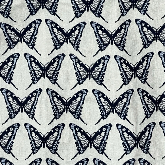 Trina Turk butterfly dress Pacific Butterfly jacquard fringe indigo ivory size 6 - Picture 3 of 14